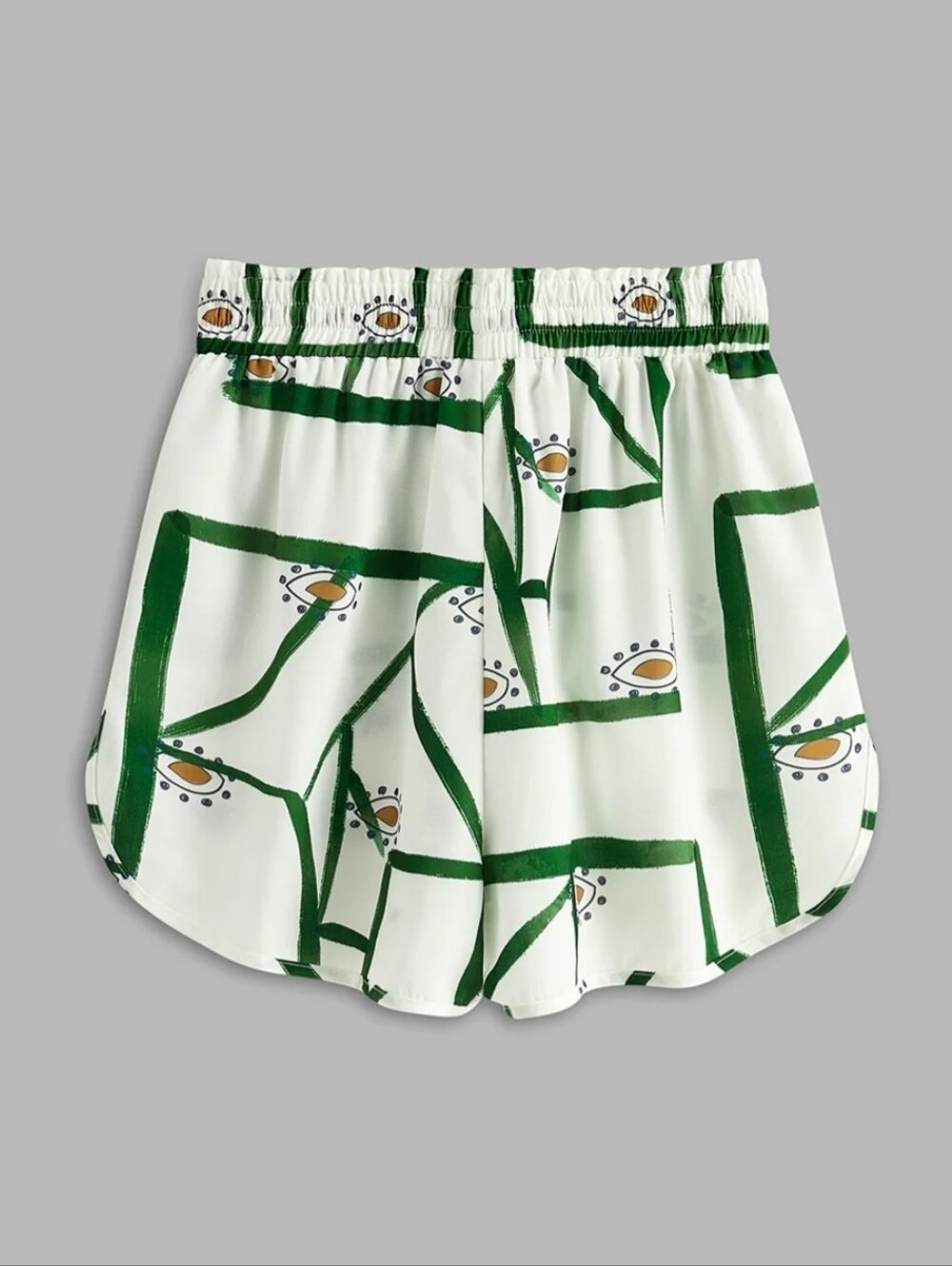 🥑 Commense Set Short-Sleeve Button-Down Shorts Set, Green Geometric Avocado - Picture 5 of 9